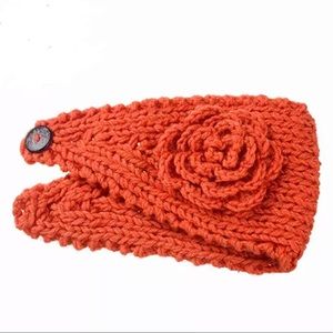 ORANGE 🍊 FLOWER KNIT HANDMADE HEADBAND